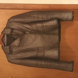 Banana Republic Gunmetal Jacquard Blazer - Size 4 - Metallic Moto-style Jacket